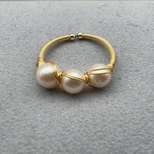 Elegant Gold wrapped Freshwater Pearl Ring